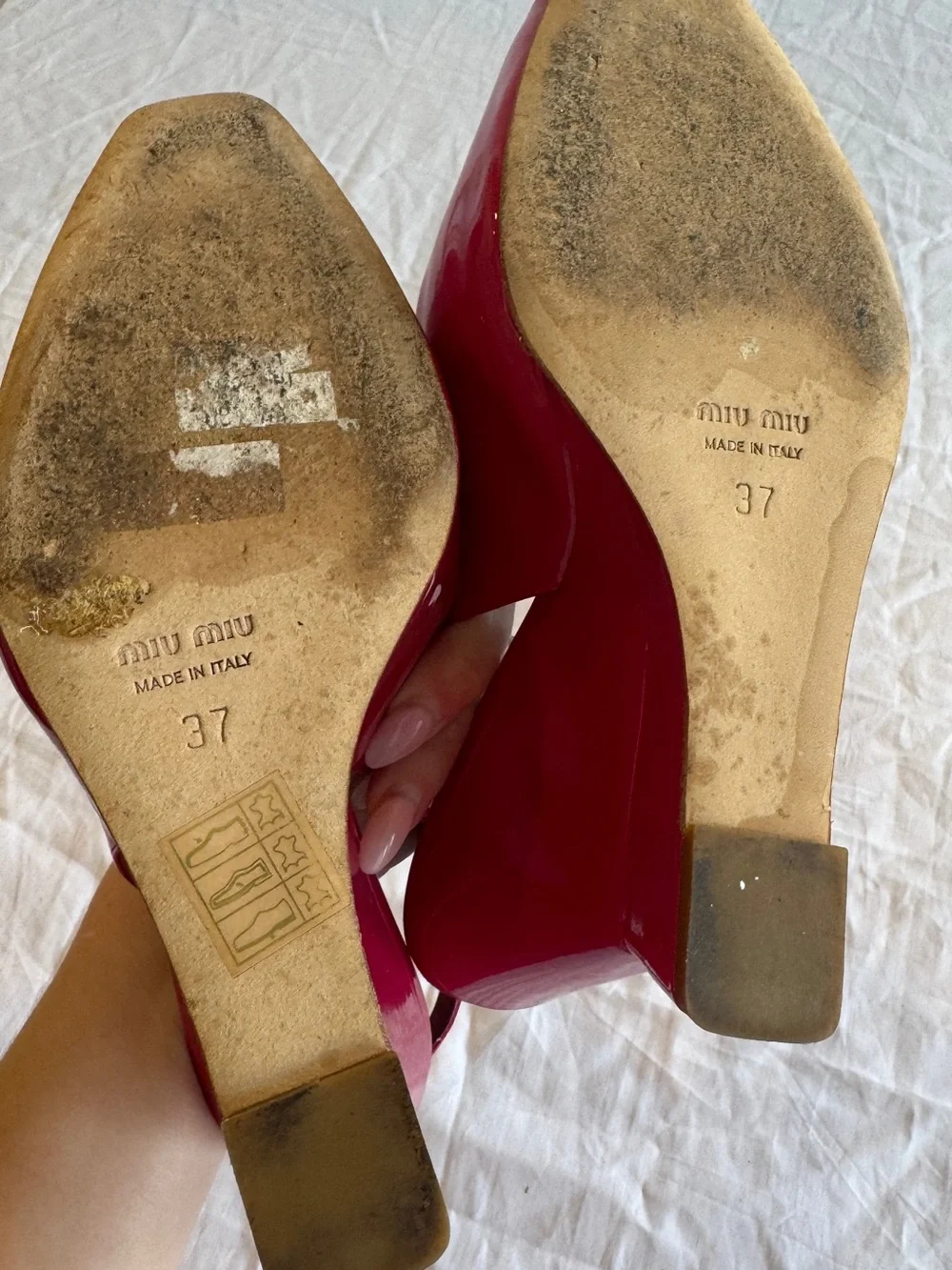 Miu Miu Hot Pink Patent Leather Slingback Wedges